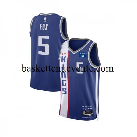 Maillot Basket Sacramento Kings De Aaron Fox 5 Nike 2023-2024 City Edition Bleu Swingman - Homme
